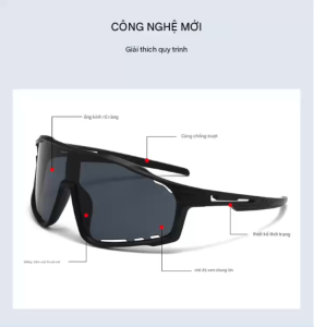 Kính Chống Nắng Đạp Xe Leo Núi Hiking - Chống UV Chống Gió Chống Cát Cao Cấp Màu Đen