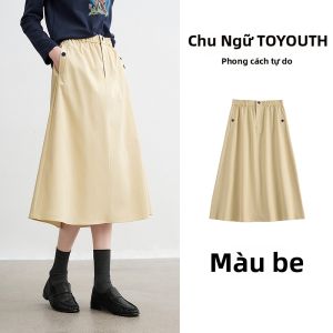 Toyouth | Váy Midi Chữ A Cạp Chun Màu Trơn