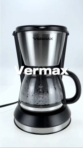 Vermax 1.5L Drip Coffee Maker with Milk Frother - Glass Carafe Warming Plate & Scale Water Tank (Household)