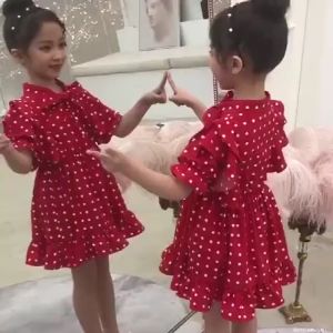 (VH08) Váy chấm bi Bé Gái Lớn 15-35kg Váy bé gái Đầm bé gái Chất liệu Lụa Hàn mềm mịn thoáng mát