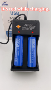 Portable USB 18650 Battery Charger 2-Slot Multi-Battery Compatibility Li-ion Charger with Safety Protection