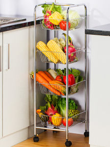 Stainless Steel Kitchen Vegetable Rack Mobile Multi-layer Fruit And Vegetable Storage Shelf Carrying Caddy for Home Use