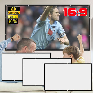 จอฉายภาพพับได้แบบเรียบง่าย ขนาด 60/72/84/100/120/150 นิ้ว ผลิตจากโพลีเอสเตอร์ อัตราส่วนภาพ 16:9 สำหรับใช้งานกลางแจ้ง ความละเอียด Full HD 1080P รองรับโปรเจคเตอร์ 4K