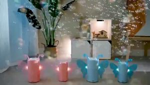 Automatic Firework Bubble Blower Electric Bubble Maker with Firework Sound Lights