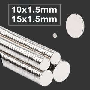 10x1.5/15x1.5mm Disc Magnets ideal for photo walls refrigerators organizing stationery and small parts—secure and reliable.