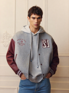 Jack Jones | NBA Collaboration Spring New Embroidered Loose Fit Mens Wool Coat
