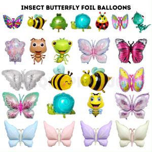 Insect Butterfly Foil Balloons Birthday Balloon Serangga Belon Decor
