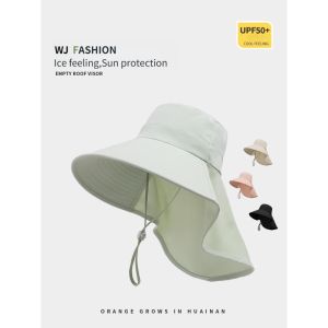 【WJ】Big brim sun protection hat Womens UV resistant sun hat Summer neck protection fisherman hat