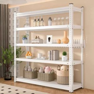 Luking 7/6/5/4/3 Layers Storage Rack Shelves Metal Rack with Wheels Adjustable Height Shelf Waterproof And Moisture-Proof Heavy Duty Organizer Bookshelf