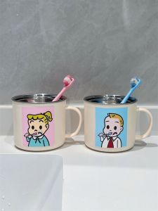 Kids Teeth Brushing Cup For Home Tooth Mug Baby Washing Cup 304 Stainless Steel Tooth Glass Boy Girl Good-looking