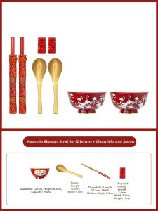 NITUGUSHI | Wedding Greeting Tea Set Traditional Chinese Wedding Gift Red Lidded Bowls
