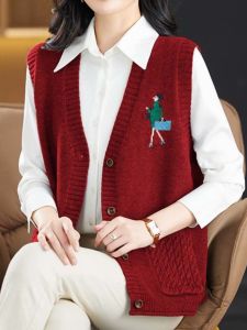 ผู้หญิง ถัก คาร์ดิเกน เสื้อกั๊ก หลวม ใส่สบาย ฤดูใบไม้ผลิ ฤดูใบไม้ร่วง รูปแบบใหม่ ทันสมัย แม่วัยกลางคน เสื้อสเวตเตอร์ เสื้อแจ็คเก็ต แจ๊กเก็ต