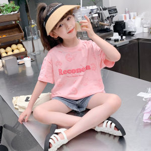 Little DR Tshirts for Kids Girls Cotton Teenage Summer Pink Casual Short Sleeve Clothes 12 Years Children Baby Cartoon Printed T Shirts Korean baju budak perempuan
