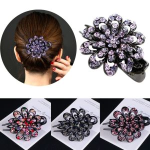 UUMIR Vintage Durable Flexible Headwear Accessories Crystal Flower Rhinestone Hair Clip Dovetail Duckbill Pins Hairpins