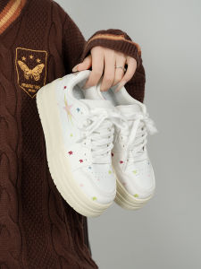 Womens Thick Bottom Star Sneakers HuanQiu Casual Shoes Cross Buckle Fashion Elements All Match Leisure Sports Flats for Students