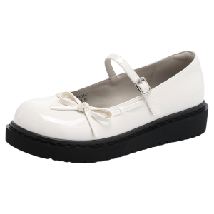 Josiny | White Princess Style Mary Jane Flat Shoes