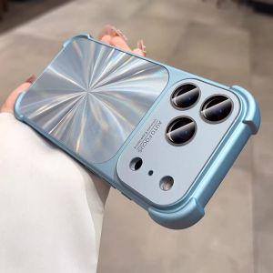 Luxury Plating Bumper Aurora Laser Case for iPhone 17 16 14 15 13 Pro Max Shockproof Airbag Anti Drop Cover for iPhone 17 16 15
