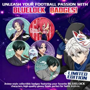 Bandai | Blue Lock Anime Badge 58mm Acrylic Double Sided Pattern New Design Fan Merchandise Collectible Souvenir Gift for Fans Anime
