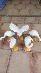 Tiểu cảnh đàn cò gốm sứ 5 con