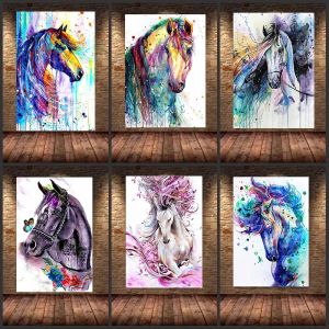 Modern Multicolored Animals Horse Canvas Painting Wall   Picture Poster and Print for Gallery Living Room Home Decor Cuadros