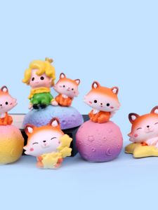 Cartoon Little Prince Fox Astronaut Fairy Tale Series Figurine Desktop Car Decorations Blind Box Resin Static Collectible Toys