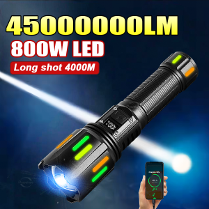 2025 High Power 800W LED Flashlight 4500000LM Super Bright Torch Usb Rechargeable Camping Lantren Long Shot 4000m Outdoor Torch