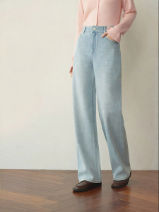 SEIFINI | Four-way Stretch Straight-cut Light Blue Jeans High-waisted Slim Fit