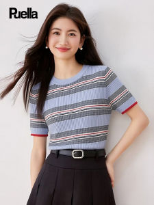 puella | Stripe Round Neck Short Sleeve Summer T-Shirt Slim Fit Simple Korean Style