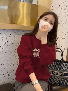 เสื้อสเวตเตอร์คอตั้งทรงหลวมสไตล์เกาหลีสำหรับผู้หญิง ทรงหลวม แขนยาว ปกติ ฤดูหนาว 2024 เสื้อสเวตเตอร์คอตั้งแบบสวมหัว