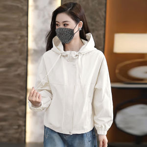 Shalldoer | Áo khoác chống nắng ngắn có mũ trùm đầu thời trang cho nữ mùa hè 2025 Áo khoác ngoài chống nắng thường ngày có khóa kéo