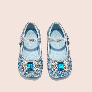 Princess Shoes for Girls Sparkling Crystal Soft Bottom Performance Shoes Little Girl Crystal Slip-On Flats Spring New Arrival