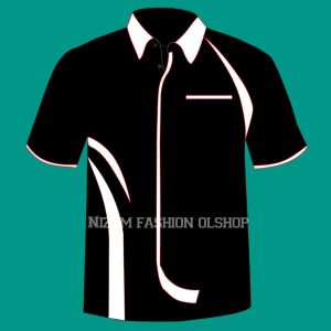 kemeja seragam kerja pria dan wanita polosan drill kombinasi warna