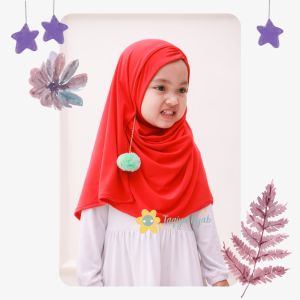 Kerudung Pashmina Instan Anak Balita Lucu Bahan Jersey Tebal Pastan Anak Pompom Jilbab Pastan Anak