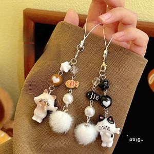 1/4 ชิ้นแมวน่ารักโทรศัพท์จี้สาวอเนกประสงค์พวงกุญแจ Hairball ลูกปัดจี้กระเป๋าเป้สะพายหลังจี้