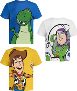 52TOYS | 2026 New Summer Kids Toddler Boys Toy Story Woody Buzz Lightyear Rex Big Graphic Short Sleeve Cotton T Shirt Casual Tee