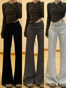 High Waist Bell Bottom Sport Pants Womens Autumn 2025 New Style American Style Loose Fit Slimming Drapey Horse Hoof Sweatpants