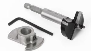 Lưỡi Cưa Lỗ Gỗ Có Thể Điều Chỉnh Độ Sâu Đường Kính 35mm Cán Lục Giác 1/4 Inch Dùng Để Khoan Lỗ Âm Bản Lề Chính Xác Trên Tủ Và Cửa Gỗ.