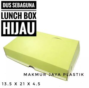 LUNCH BOX WARNA HIJAU STABILO MODEL LANSUNG / FOOD PACKAGING BOX SERBAGUNA TEBAL