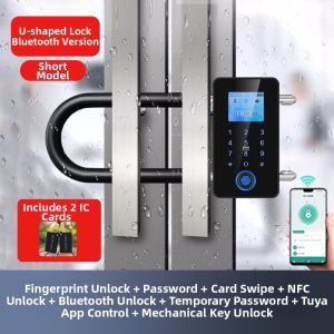 FALEISTON | Glass Door Dual Entry Shop U-Lock with Fingerprint and Password Function