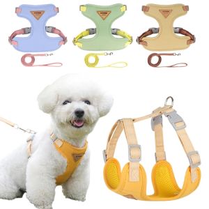 Puppy Harness and Leash Set Breathable Pet Harness for Small and Medium-Sized Dogs and Cats French Bulldog Chihuahua Poodle Pet Supplies