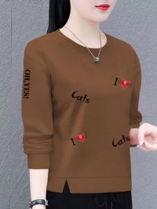 ทันสมัย หลวม คอกลมแขนยาว เสื้อสเว็ตเชิ้ต ผู้หญิง สไตล์เกาหลี ฤดูใบไม้ผลิ ฤดูใบไม้ร่วง พรางหุ่น หลากหลาย เสื้อโค้ทพิมพ์ลาย