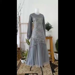 Gamis Zaskia | Baju Katun Couple Anak Perempuan & Dewasa Seragam Lebaran Toyobo Brokat Terbaru Murah