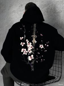 Nhật Bản Hoa Anh Đào Harajuku Y2K Retro Áo Chui Đầu Có Mũ Nam Nữ Đường Phố Thường Ngày Áo Nỉ Phù Hợp Hàng Ngày Thu Đông Mặc