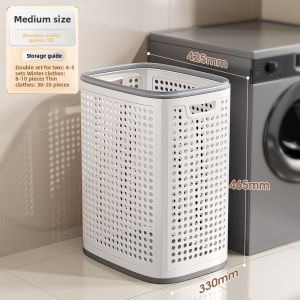 Jiabang High Capacity Laundry Hamper Floor Standing Bathroom Dirty Clothes Storage Basket Household Organizer Pure Color PP