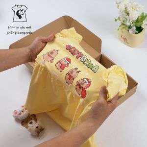 Váy bé gái Capybara Bomines Đầm cotton tay dài cho bé 3-12 tuổi 14-36kg DTDCAPYXMB