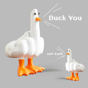 Duck You Gesture Resin Statue - Funny Middle Finger Novelty Decor for Office Desk Humorous Gift for Colleagues Animal Satire
