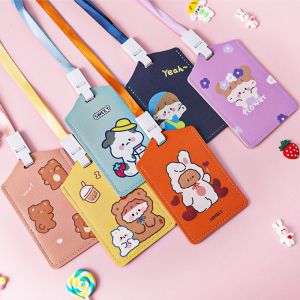 1PC Colorful Card Holder Waterproof Bus Card Matrix Card ID Card Holder Protective Cover With Strap Neck