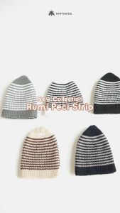 Mirtakids Rumi Peci Rajut Motif  Strip Anak ( 4  bulan- 5 tahun) | Katun Rajut