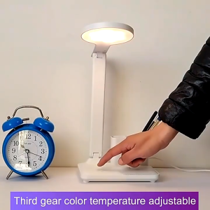 Flexible Desk Light USB Rechargeable Study Reading LED Lamp and Pen Holder Eye Protection Night Light Table Lamp