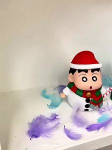 Bandai | Anime Crayon Shin-Chanss Christmas Snowman Christmas Tree Shin-Chan Himawari Figures Cute Doll Decoration Toy Birthday Gifts